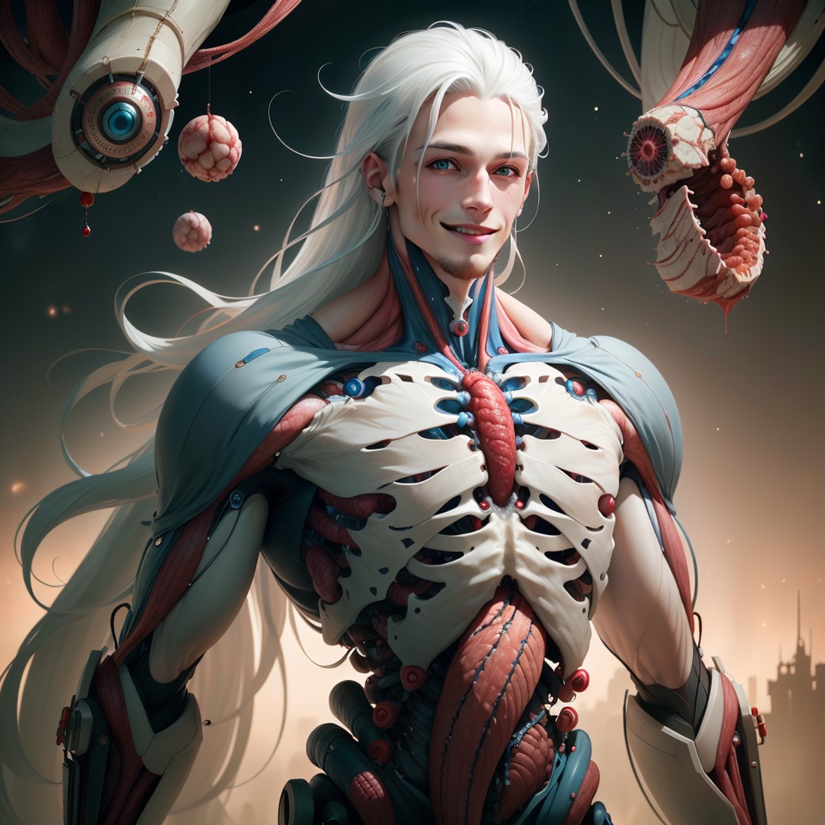 06143-12345-, AnatomicTech ,scifi_,scholar , scroll, 1boy,long hair, blue skin,white hair, red eyes, smile.png